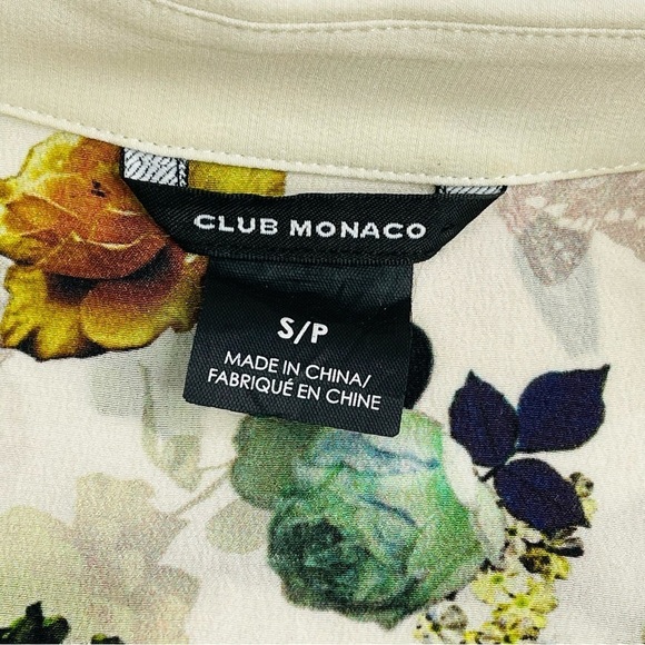 Club Monaco Silk Blouse butterfly floral novelty print women's size S - Picture 3 of 8